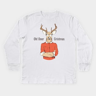 Oh Deer Christmas Kids Long Sleeve T-Shirt